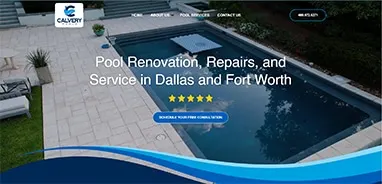 Calvery Pools DFW website homepage