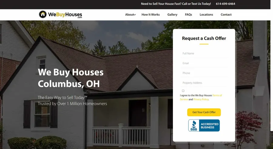 Columbus We Buy Houses website homepage