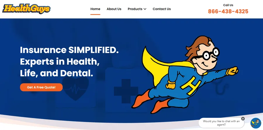 Health Guys insurance website homepage