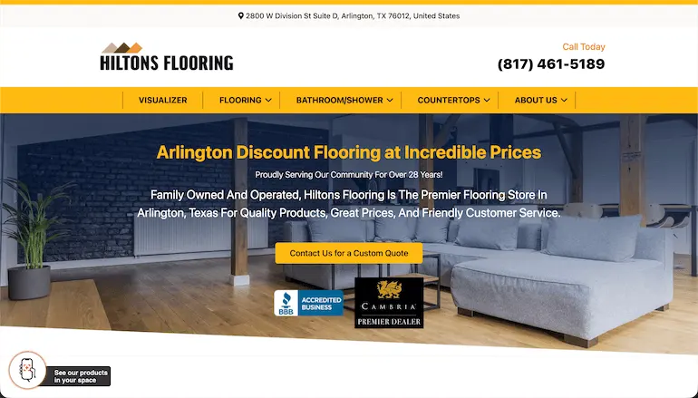 Hilton's Flooring website homepage