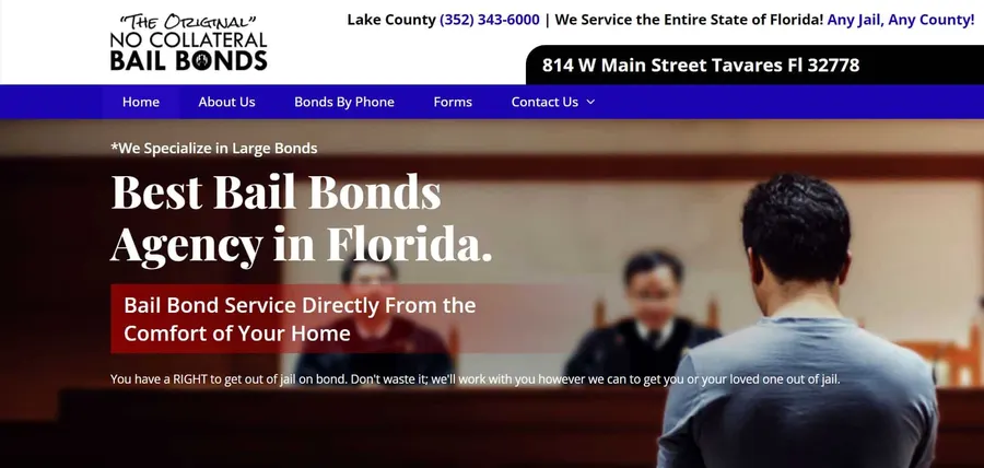 No Collateral Bail Bonds website homepage