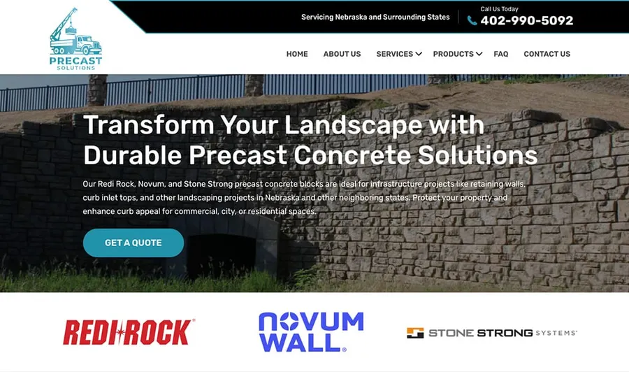 Precast Solutions website homepage