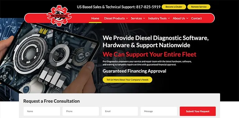 Pro Diagnostics diesel diagnostics website homepage