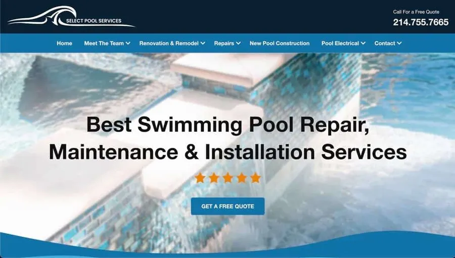 Select Pool Services website homepage