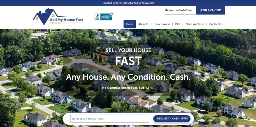 Sell My House Fast Atlanta website homepage