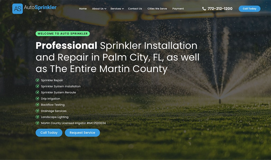 Irrigation and Sprinkler Services in Palm City, FL, as well as The Entire Martin County